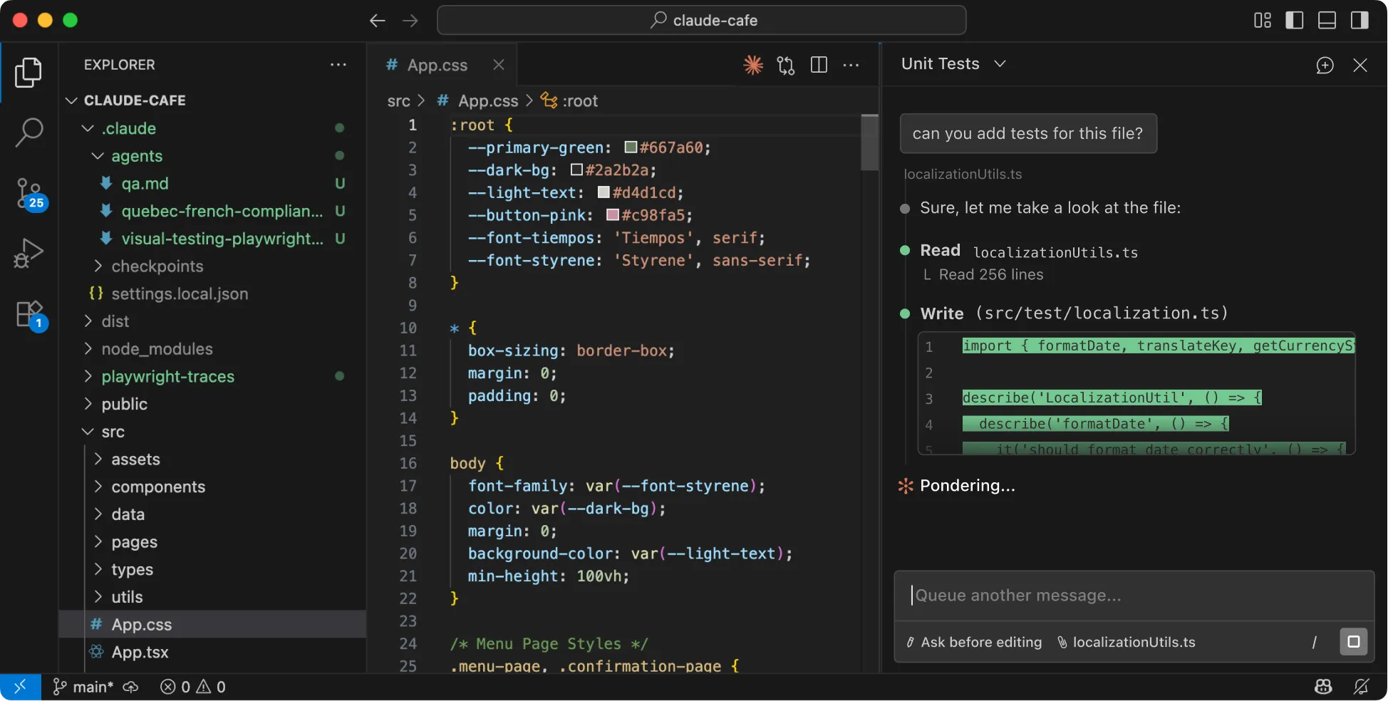 Official Claude Code screenshot showing Claude in a code editor workflow